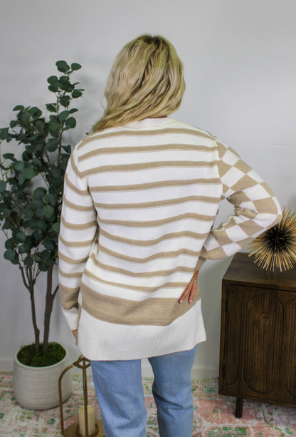 White and Tan Cardigan RTS