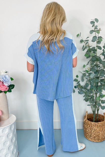 Two Tone Corded Pants Set RTS