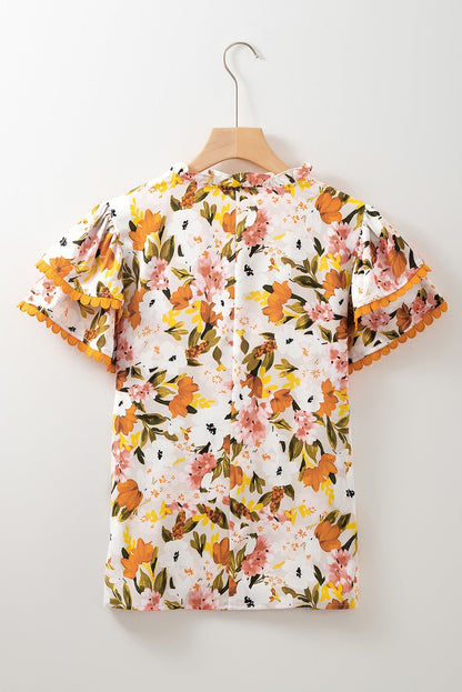 Orange Floral Blouse LT