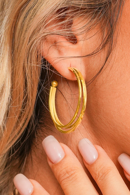 Gold Triple Hoop Earrings RTS