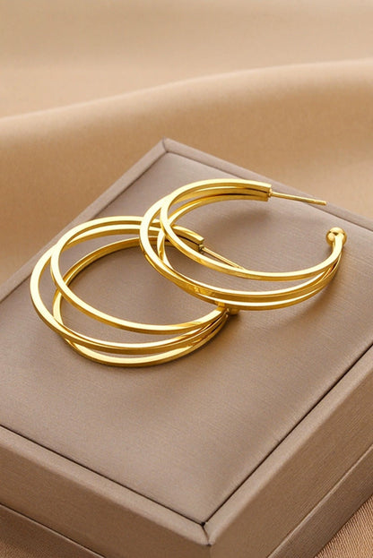 Gold Triple Hoop Earrings RTS