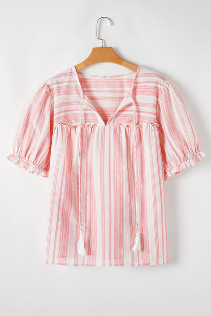 Pink Striped Plus Size Blouse LT