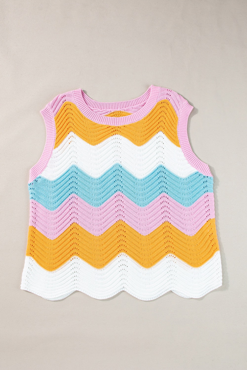 Wavy Stripes Knit Vest LT