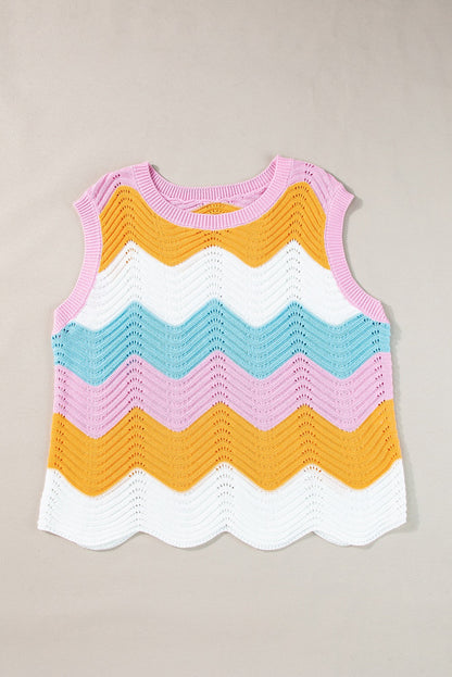 Wavy Stripes Knit Vest LT