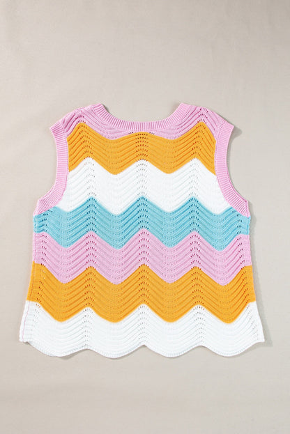 Wavy Stripes Knit Vest LT