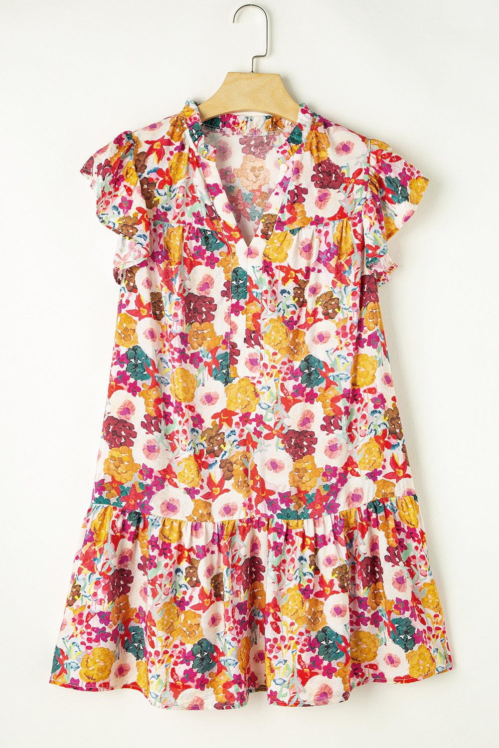 Floral Print Flutter Sleeve Dress LT