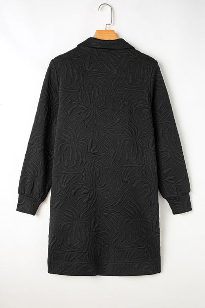 Black Textured Shift Dress RTS