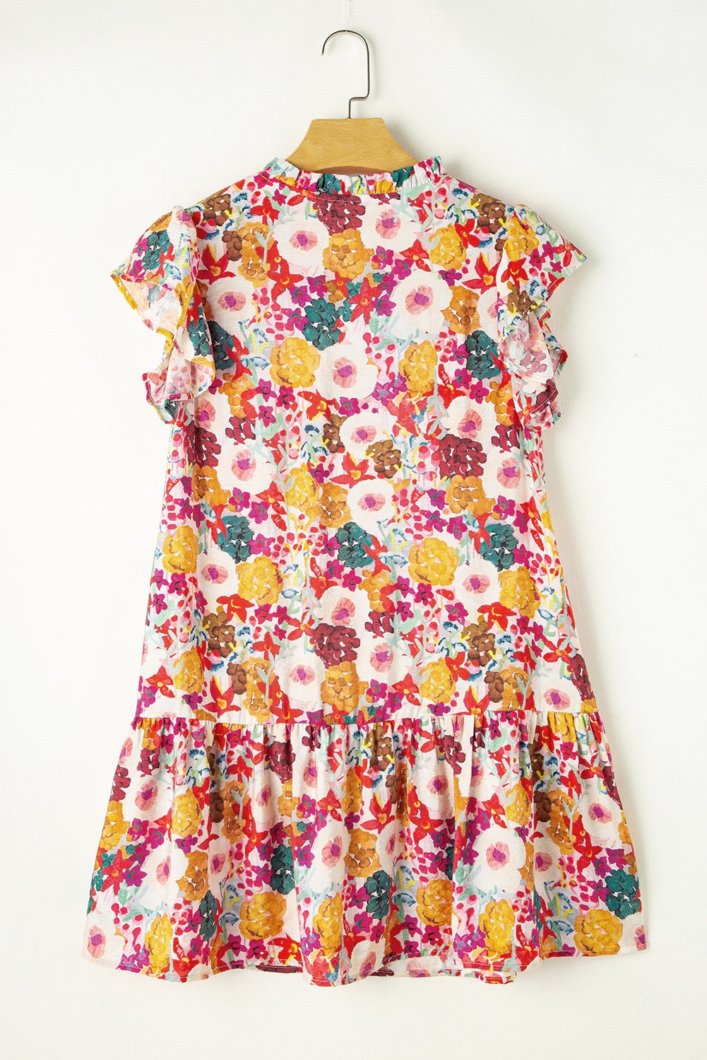 Floral Print Flutter Sleeve Dress LT