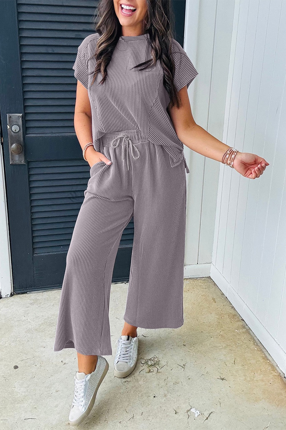 Grey Corded Pants Set RTS