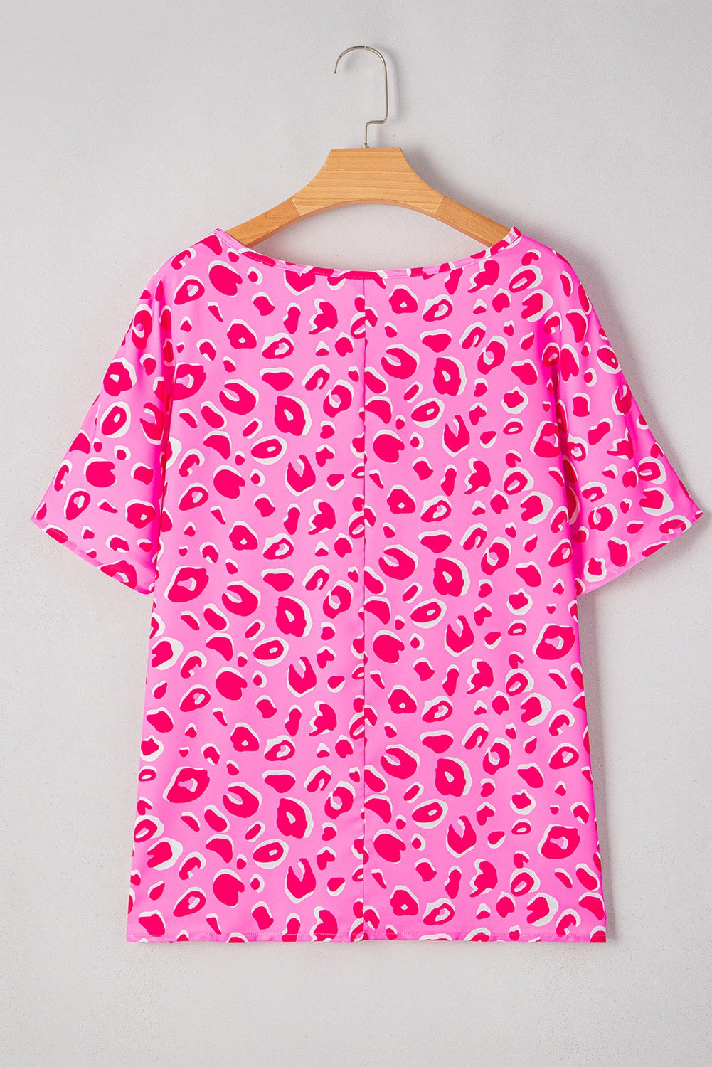 Pink Leopard V Neck Top LT