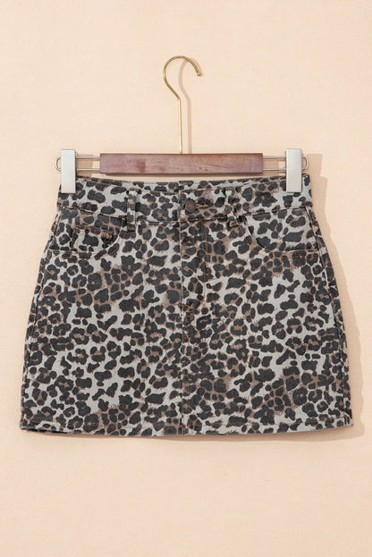 Leopard Denim Skirt LT