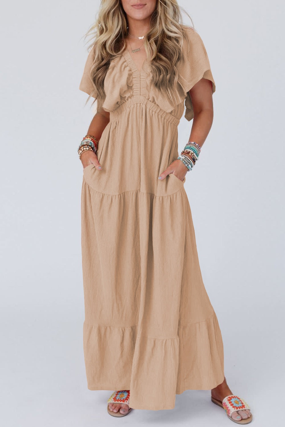 Parchment Flutter Sleeve Maxi LT