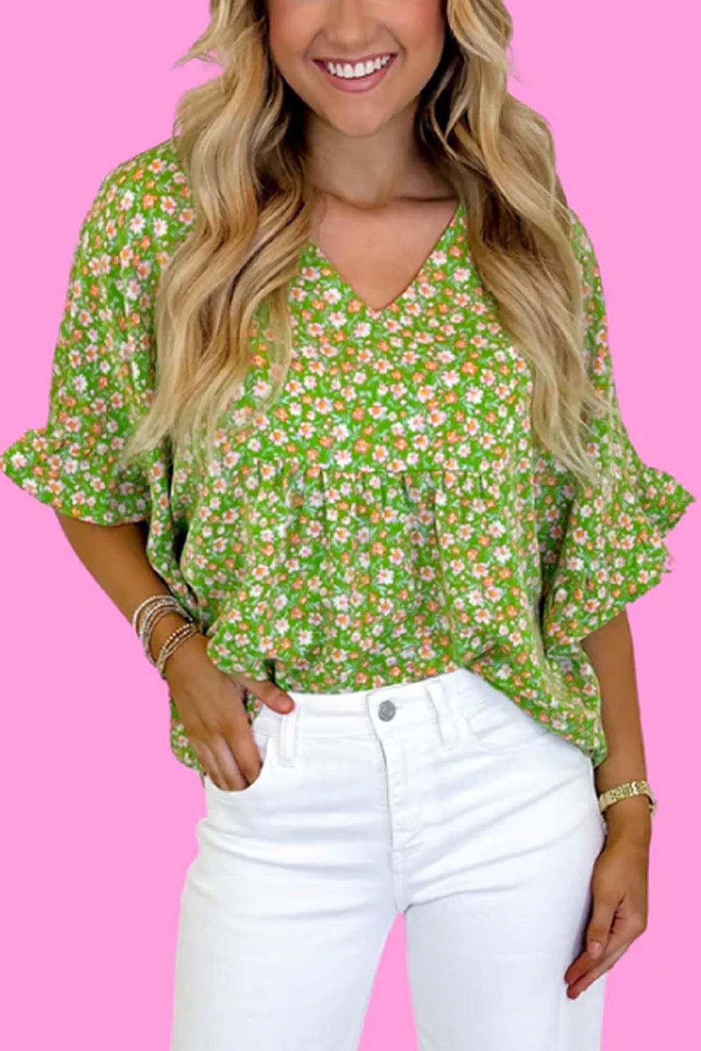 Green Floral Blouse LT