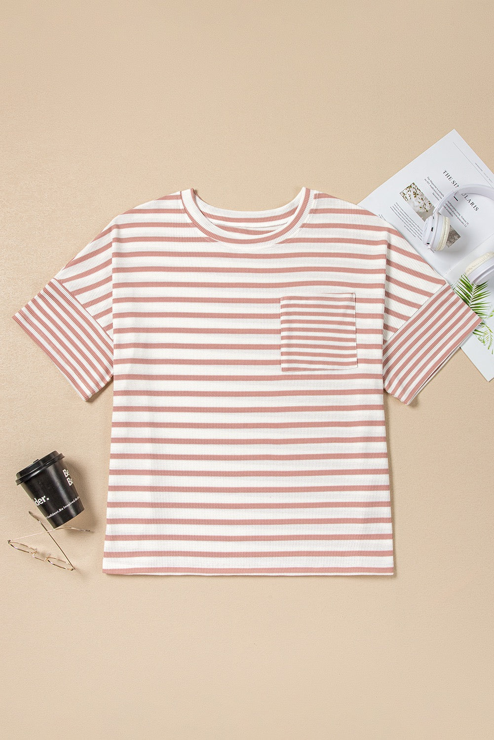 Pink Striped Plus Size T Shirt March.