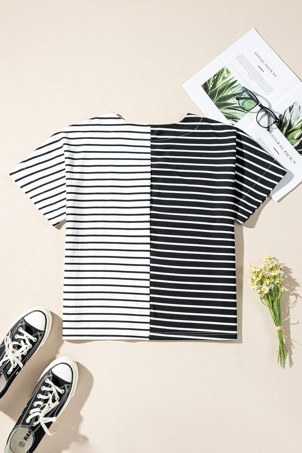 Black Striped Split T Shirt March.