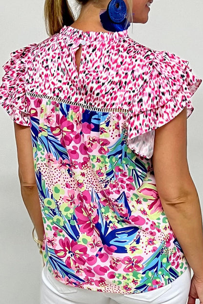 Pink Abstract Floral Blouse March.