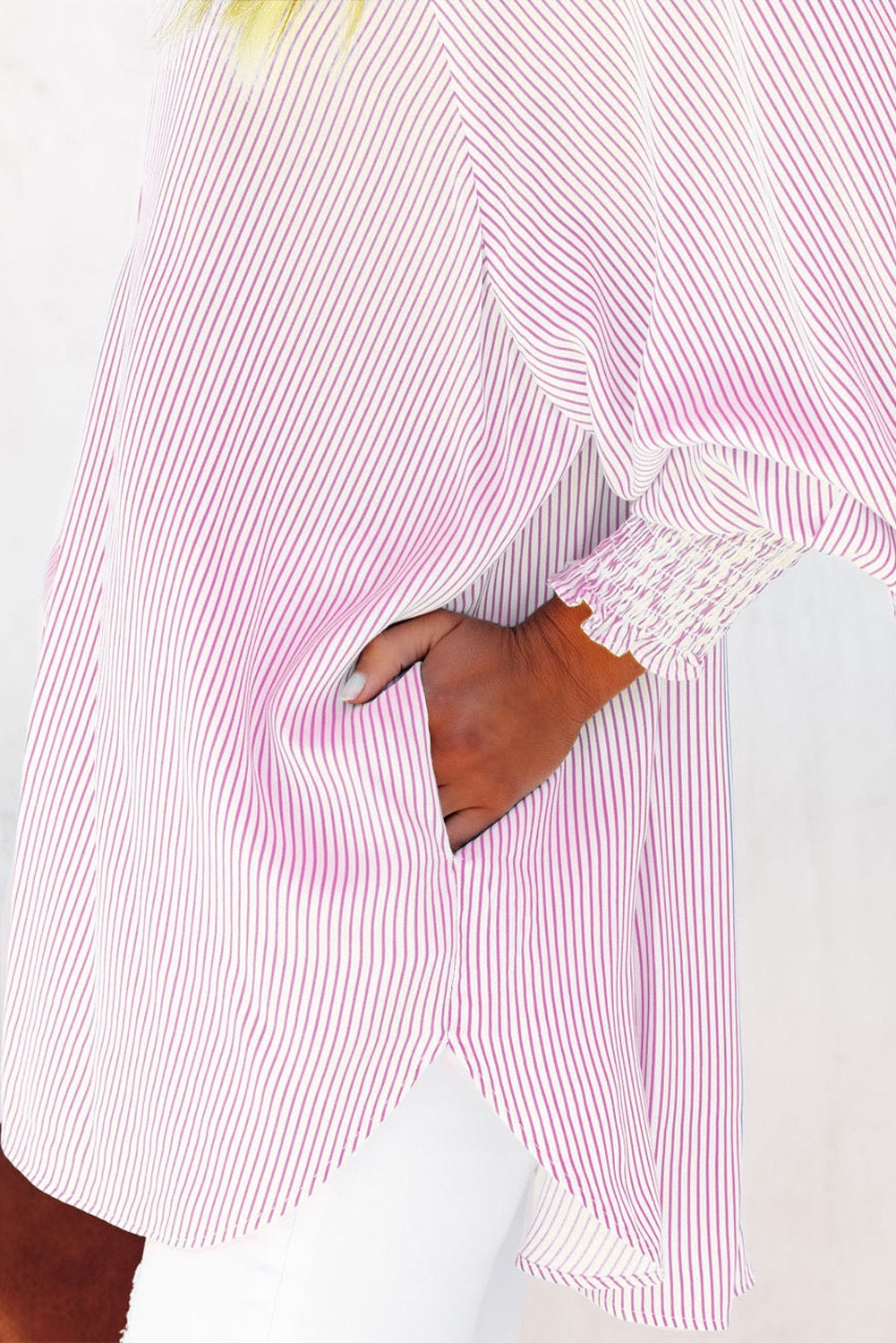 Pink Smocked Boyfriend Shirt RTS