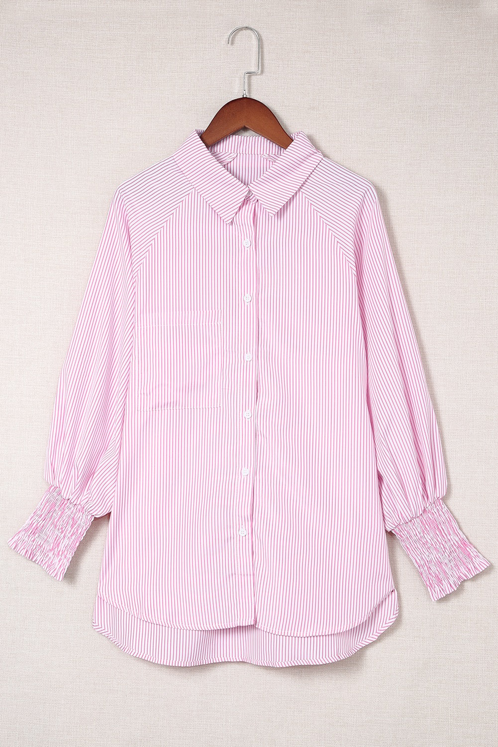 Pink Smocked Boyfriend Shirt RTS