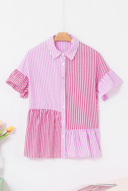 Pink Striped Ruffle Shirt LT