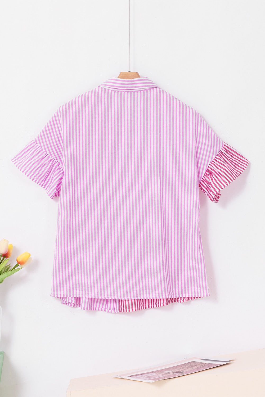 Pink Striped Ruffle Shirt LT