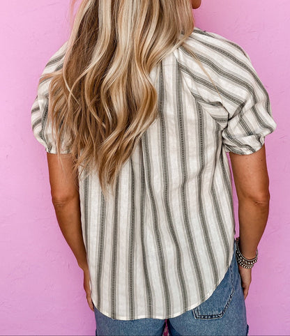 Grey Striped Blouse LT