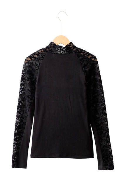 Black Lace Sleeve Top LT