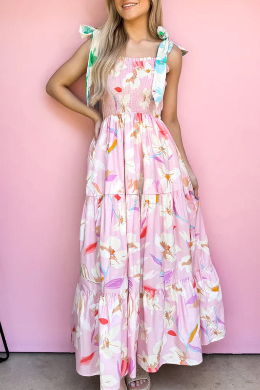 Pink Floral Tiered Maxi LT