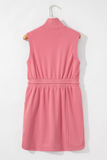 Pink Zip Collared Athletic Dress LT