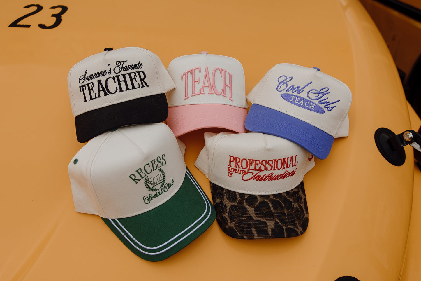 TEACH - Pink Vintage Trucker Hat