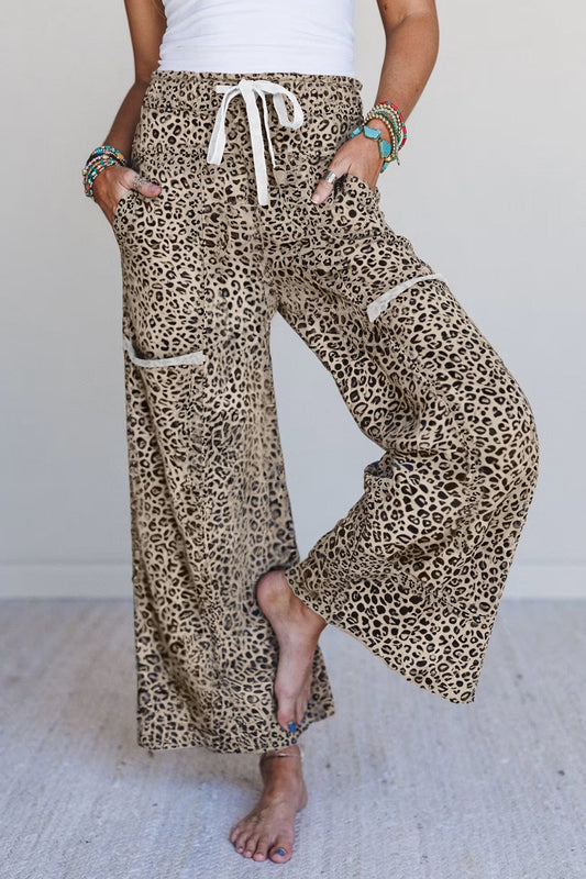 Khaki Animal Print Knit Pants RTS