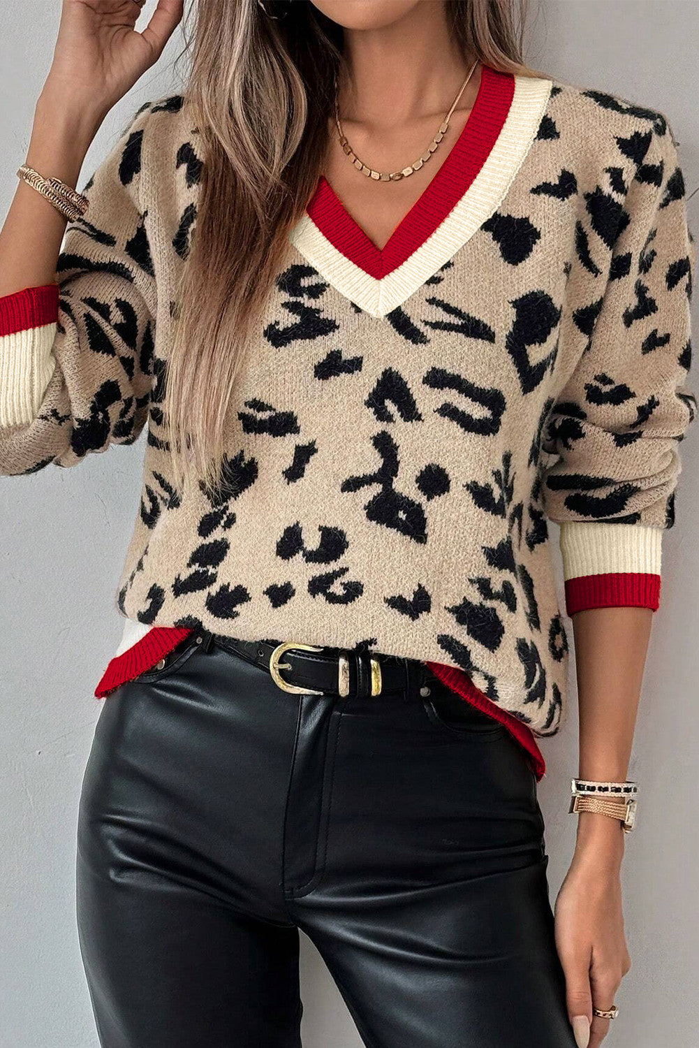 Khaki Leopard Knitted Sweater RTS