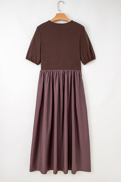 Knit Top Patchwork Pleated Dress RTS