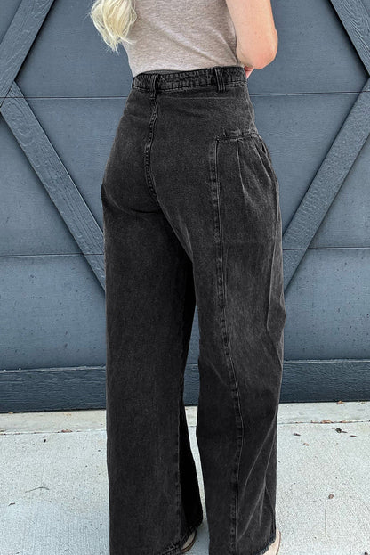 Mineral Wash Pleated Jeans LT