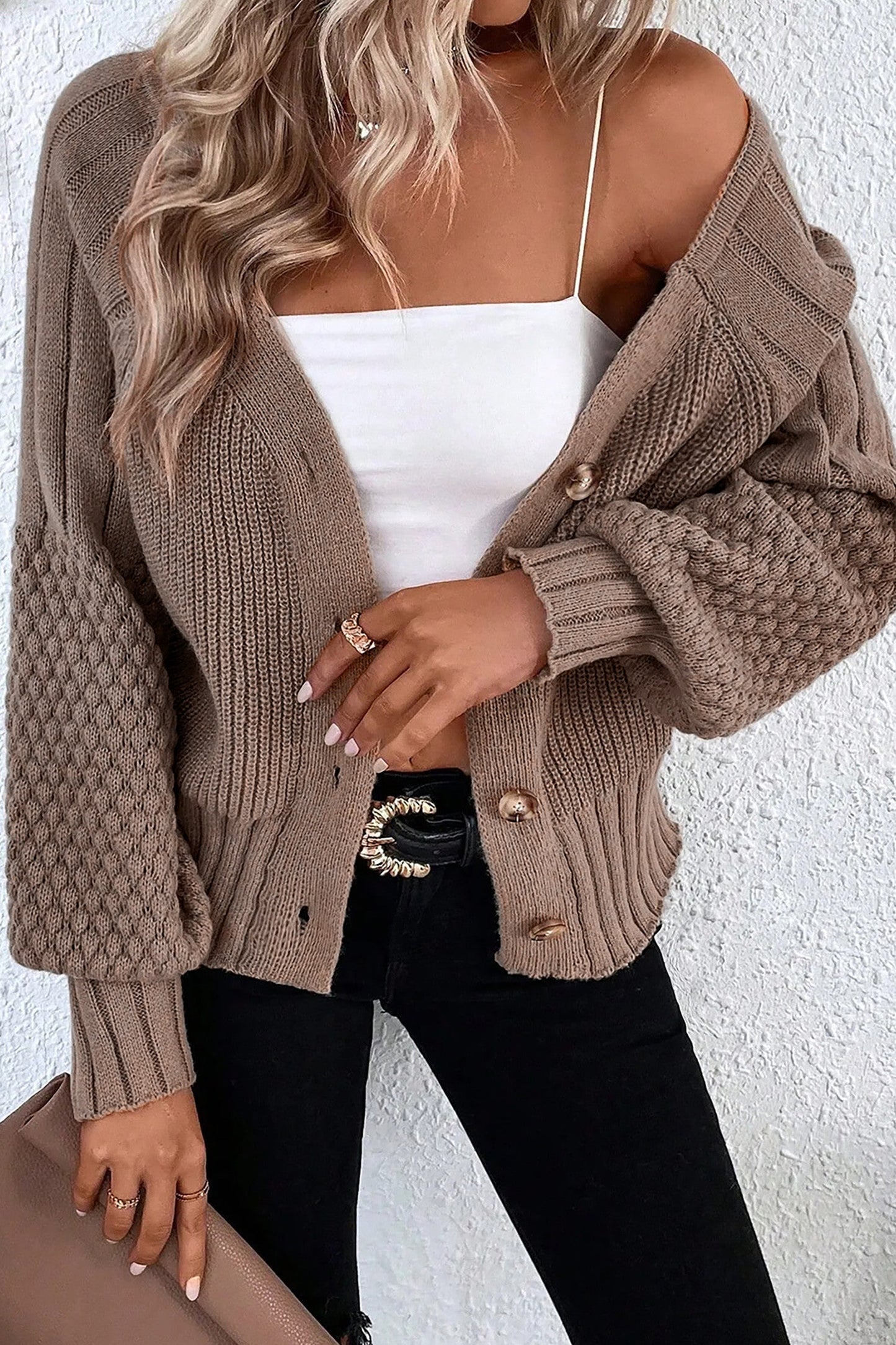Mixed Knit Texture Cardigan RTS