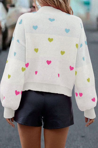 Multicolor Heart Knit Sweater LT