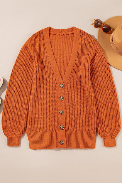 Orange Chunky Cardigan Sweater LT