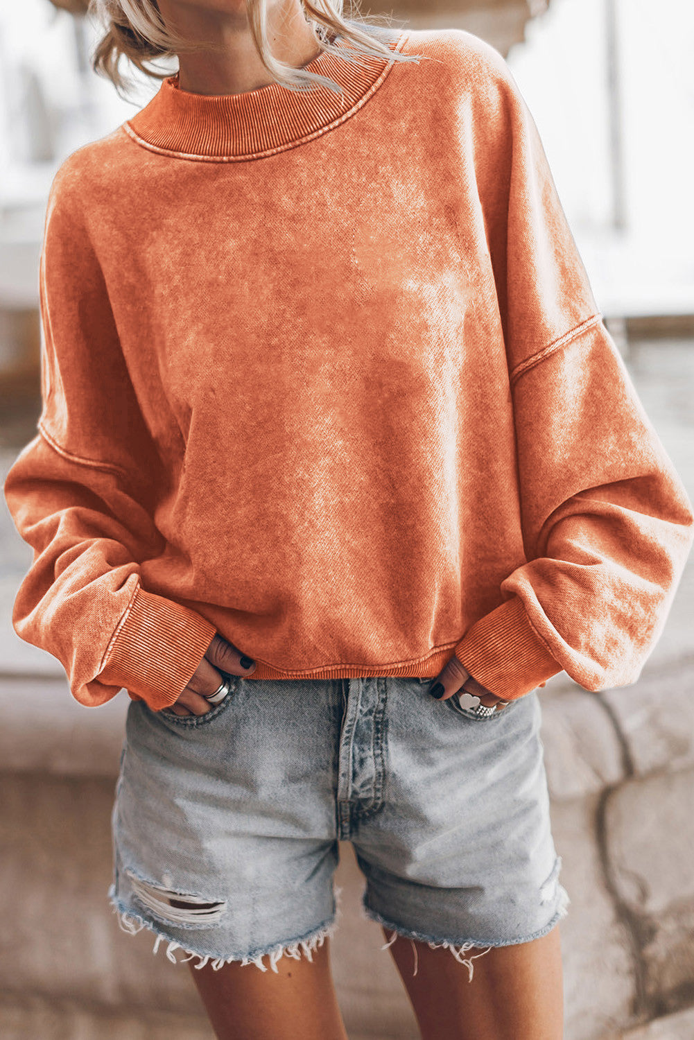 Orange Drop Shoulder Sweatshirt LT