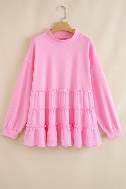Pink Tiered Plus Size Blouse LT