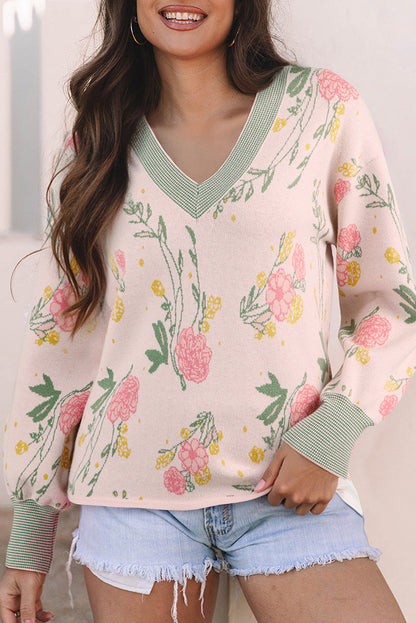 Pink Floral Sweater LT