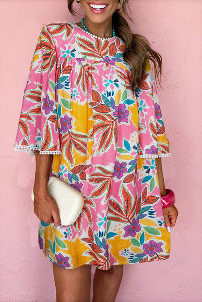 Pink Floral Trimmed Dress LT