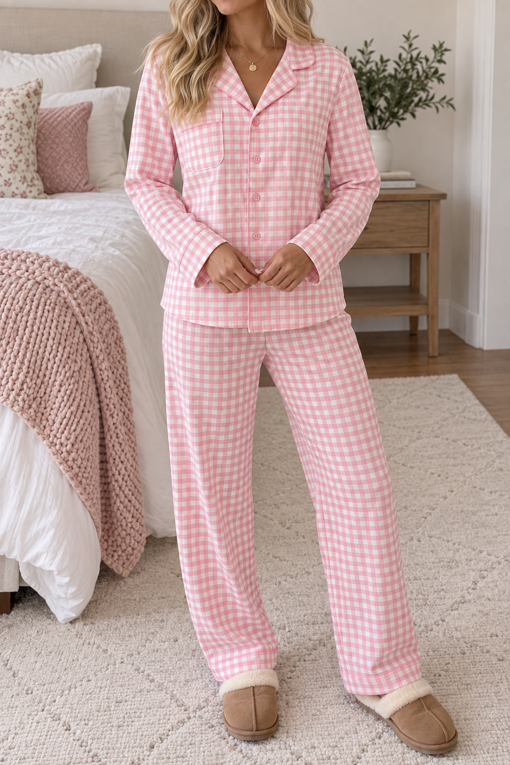 Pink Plaid PJ Set