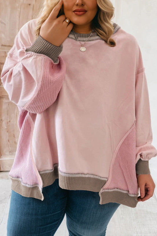 Pink Plus Waffle Baggy Sweatshirt LT