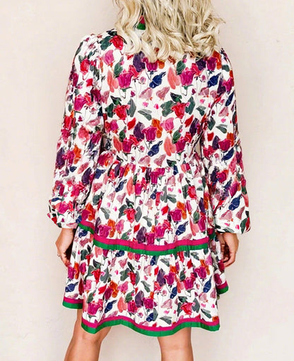 Purple Floral Contrast Dress LT