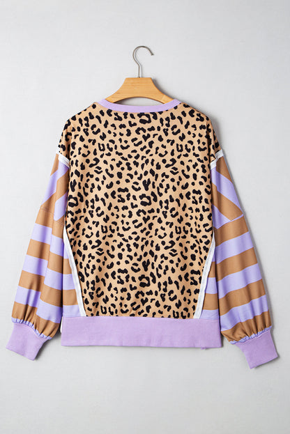 Purple Stripe Leopard Pullover LT