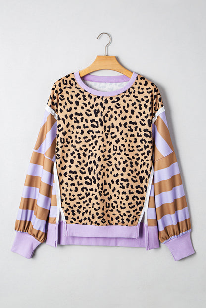 Purple Stripe Leopard Pullover LT