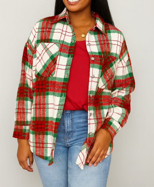 Red Plaid Flannel Jacket LT