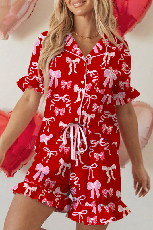 Red Bow Print PJ Set December.