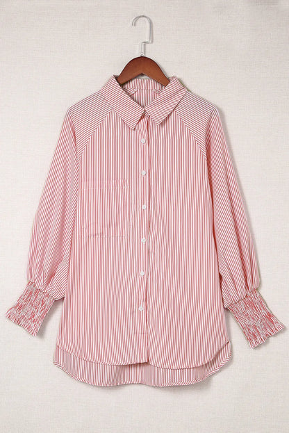 Red Smocked Boyfriend Shirt LT