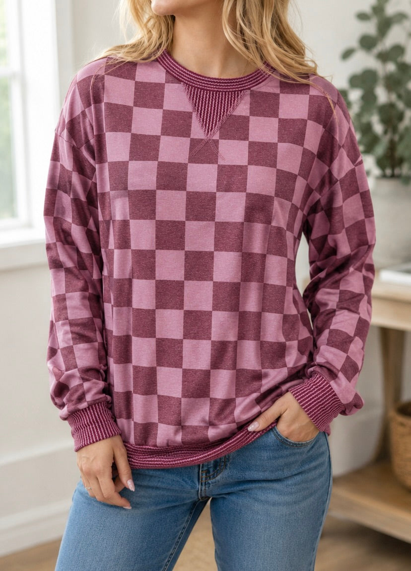 Ribbed Checkered Top