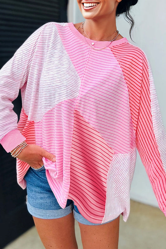Sachet Pink Colorblock Striped Top September.